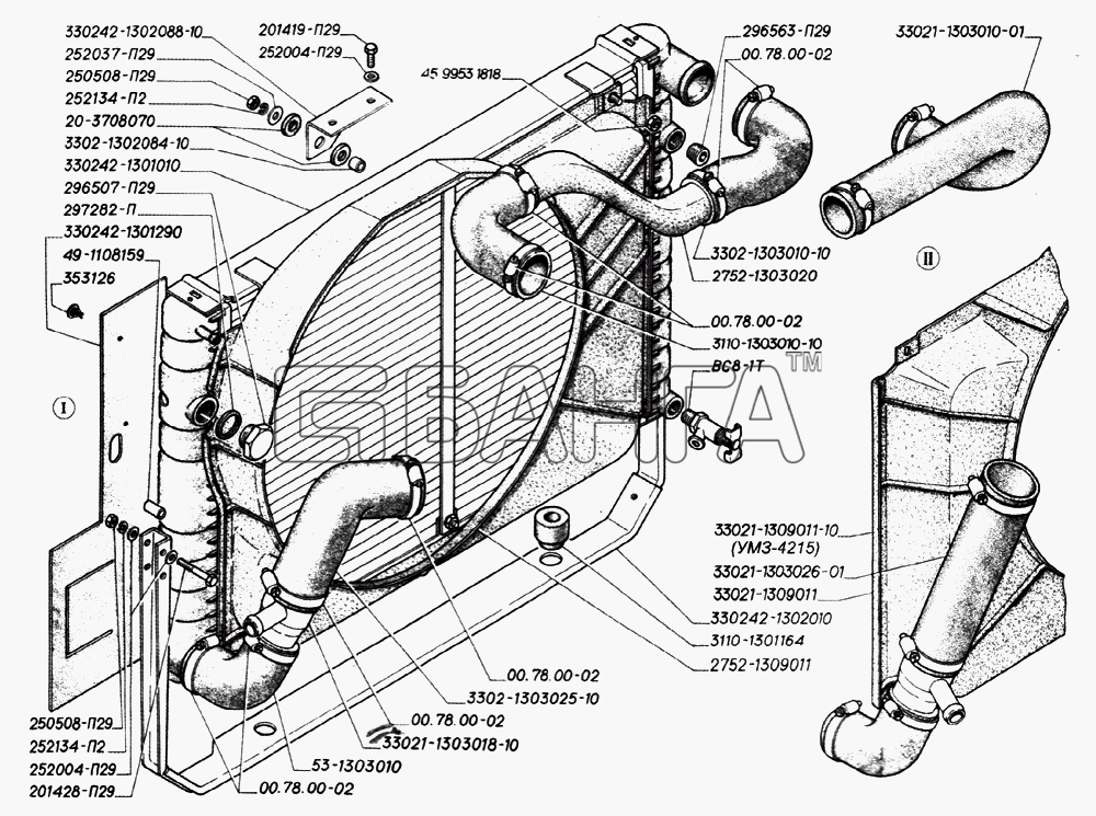 ГАЗ ГАЗ-2705 (дв. ЗМЗ-406) Схема Радиатор системы охлаждения кожух
